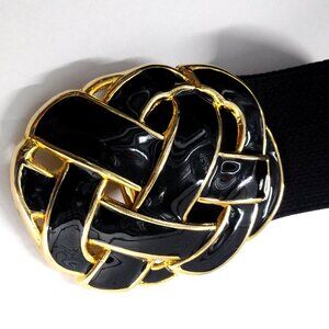 Day Lor Stretchy Black Gold Enameled Knotted Belt Small 29"